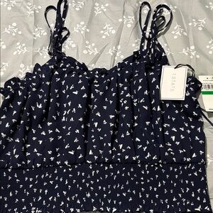 1 STATE Navy Blue Floral Women's Top